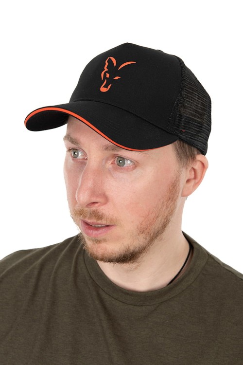 Fox FOX COLLECTION TRUCKER CAP BLACK &amp; ORANGEFox Collection trucker B/O  CHH017 Karpiowe Graty - Zdjęcie 3
