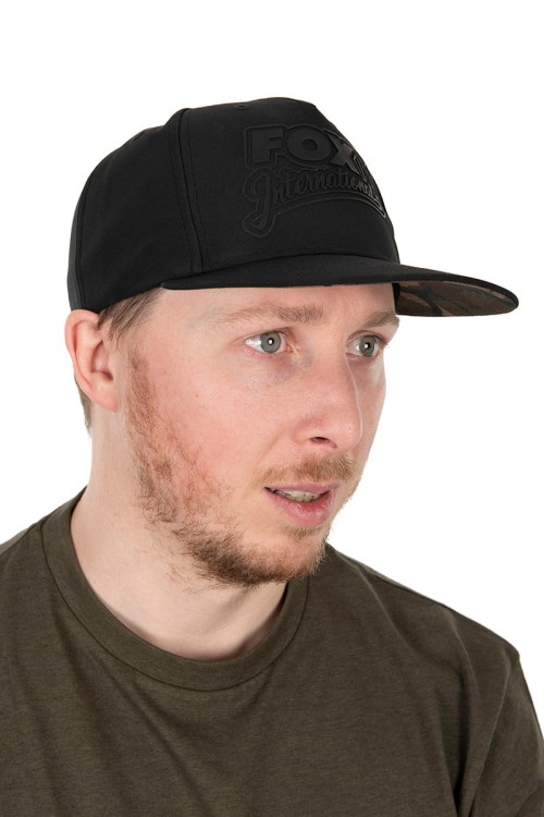 Fox FLAT PEAK CAP Black / Camo Snapback hat  CHH029 Karpiowe Graty - Zdjęcie 1
