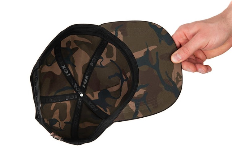 Fox FLAT PEAK CAP Black / Camo Snapback hat  CHH029 Karpiowe Graty - Zdjęcie 3