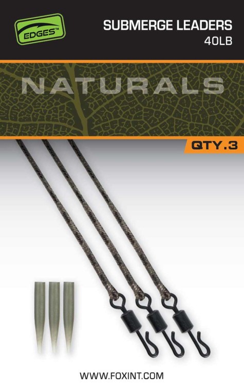 Fox FOX EDGES™ NATURALS SUBMERGE LEADERSNaturals Submerged Leaders 40lb x 3  CAC847 Karpiowe Graty - Zdjęcie 3