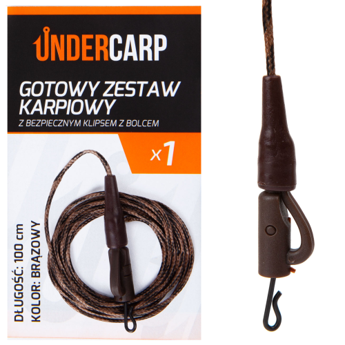 Undercarp Gotowy zestaw karpiowy z bezpiecznym klipsem z bolcem brązowy 100 cm  5902721608280 UC707 Karpiowe Graty - Zdjęcie 2