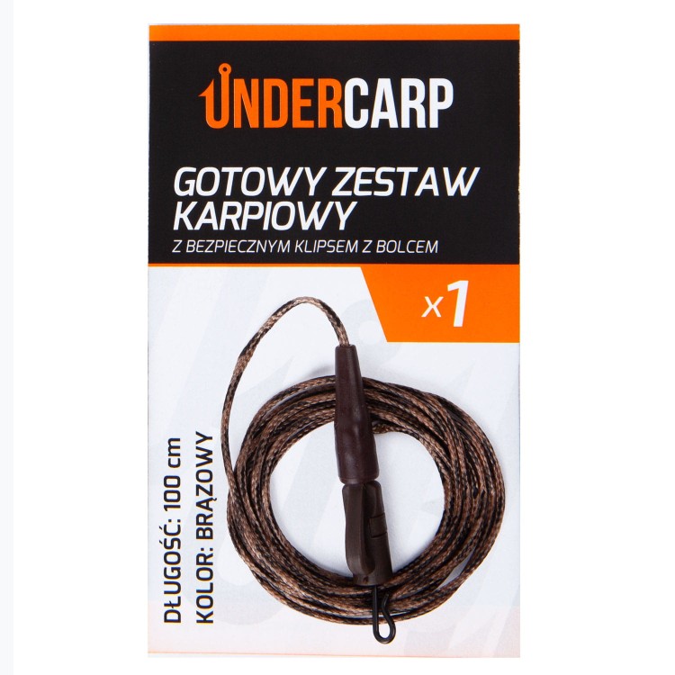 Undercarp Gotowy zestaw karpiowy z bezpiecznym klipsem z bolcem brązowy 100 cm  5902721608280 UC707 Karpiowe Graty - Zdjęcie 9