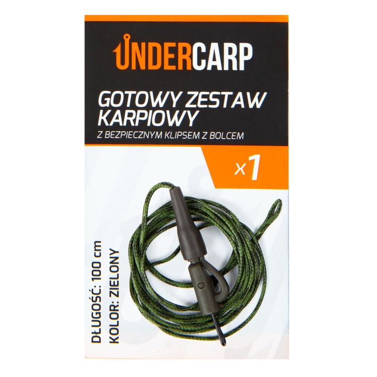 Undercarp Gotowy zestaw karpiowy z bezpiecznym klipsem z bolcem zielony 100 cm  5902721608273 UC706 Karpiowe Graty - Zdjęcie 4