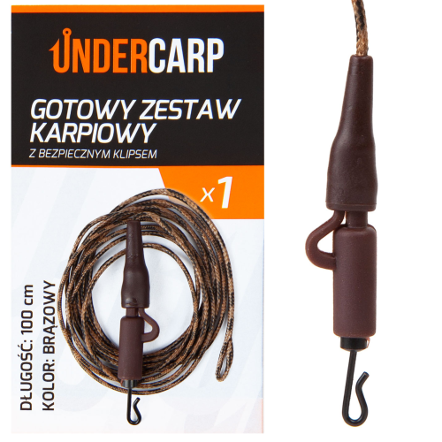 Undercarp Gotowy zestaw karpiowy z bezpiecznym klipsem brązowy 100 cm  5902721608303 UC709 Karpiowe Graty - Zdjęcie 2