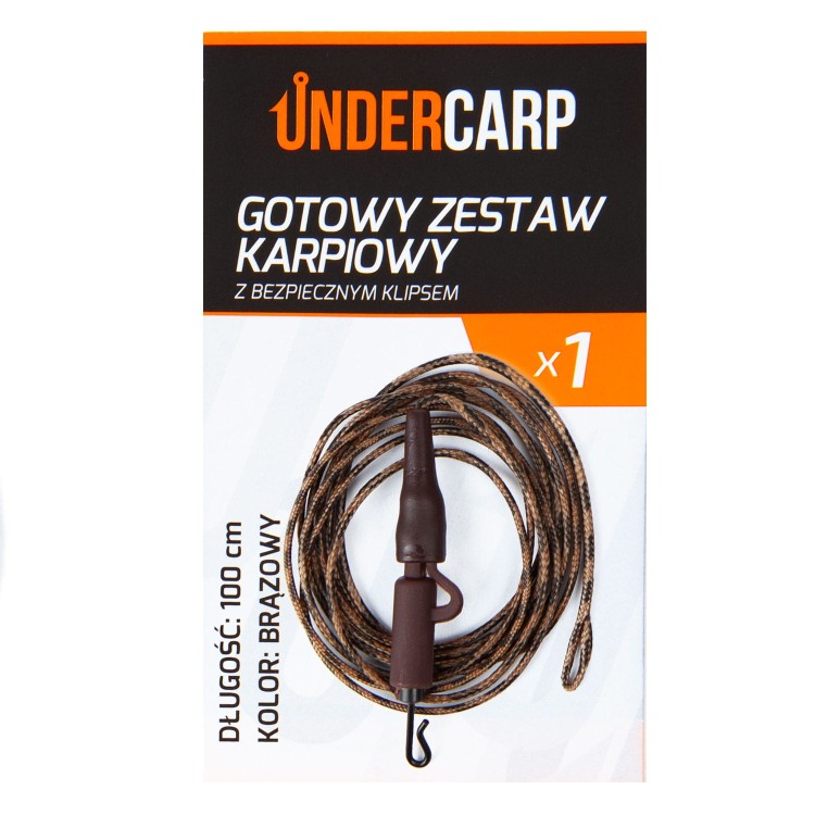 Undercarp Gotowy zestaw karpiowy z bezpiecznym klipsem brązowy 100 cm  5902721608303 UC709 Karpiowe Graty - Zdjęcie 5