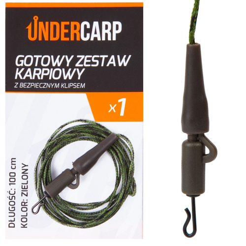 Undercarp Gotowy zestaw karpiowy z bezpiecznym klipsem zielony 100 cm  5902721608297 UC708 Karpiowe Graty - Zdjęcie 2