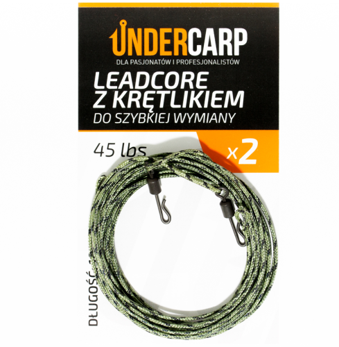 Undercarp Leadcore z Krętlikiem do Szybkiej Wymiany 45 lb / 100 cm Zielony (2 szt.) 5902721601946 Karpiowe Graty - Zdjęcie 1