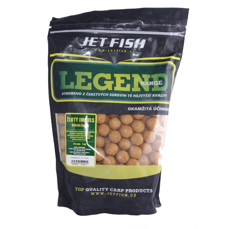 Jet Fish LEGEND RANGE 1KG 20MM ŻÓŁTY IMPULS - ORZECH/KLON  Karpiowe Graty - Zdjęcie 1