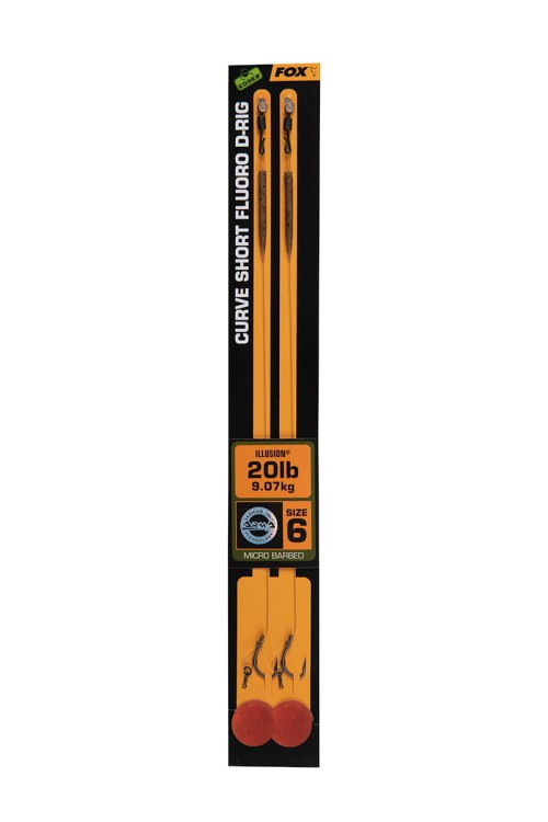 Fox Edges Curve Short Fluoro D-Rig 6 - 20 lb Illusion (2 szt.) - gotowy przypon karpiowy CCR185 Karpiowe Graty - Zdjęcie 2