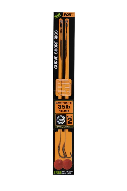 Fox Edges Curve Short 2 - 35 lb Camotex Semi Stiff  (2 szt.) - gotowy przypon karpiowy CCR179 Karpiowe Graty - Zdjęcie 2