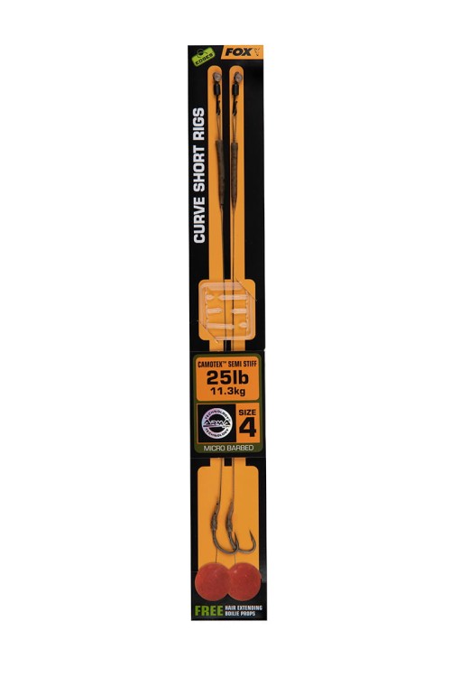 Fox Edges Curve Short 4 - 25 lb Camotex Semi Stiff  (2 szt.) - gotowy przypon karpiowy CCR180 Karpiowe Graty - Zdjęcie 2