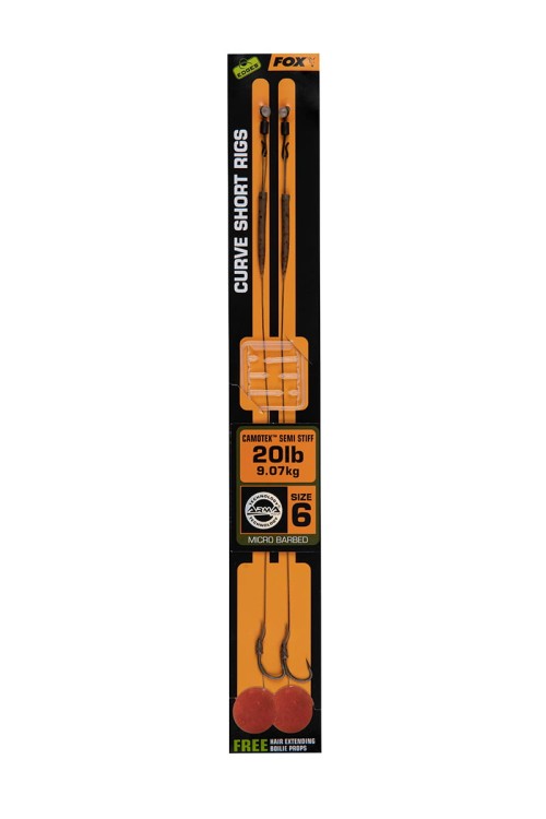 Fox Edges Curve Short 6 - 20 lb Camotex Semi Stiff  (2 szt.) - gotowy przypon karpiowy CCR181 Karpiowe Graty - Zdjęcie 2