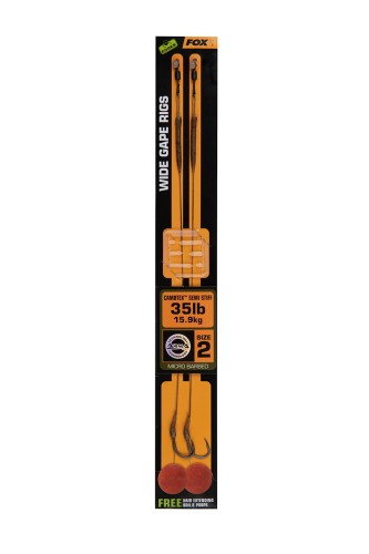 Fox Edges Wide Gape 2 - 35 lb Camotex Semi Stiff (2 szt.) - gotowy przypon karpiowy CCR175 Karpiowe Graty - Zdjęcie 2