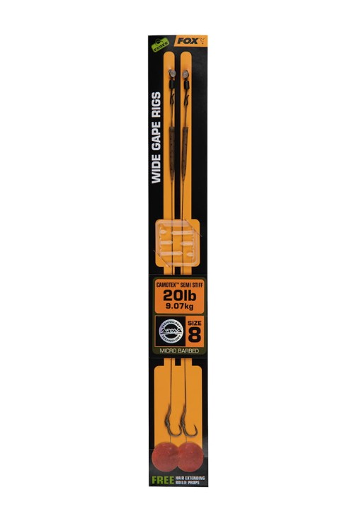 Fox Edges Wide Gape 8 - 20 lb Camotex Semi Stiff (2 szt.) - gotowy przypon karpiowy CCR178 Karpiowe Graty - Zdjęcie 2