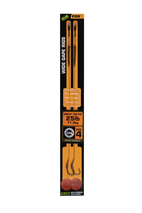 Fox Edges Wide Gape 4 - 25 lb Camotex Semi Stiff (2 szt.) - gotowy przypon karpiowy CCR176 Karpiowe Graty - Zdjęcie 2