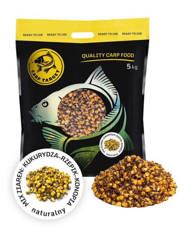 Carp Target MIX Ziaren Wędkarskich Kukurydza Konopia Rzepik Zanęta / 5 kg 5901111208222 Karpiowe Graty - Zdjęcie 1