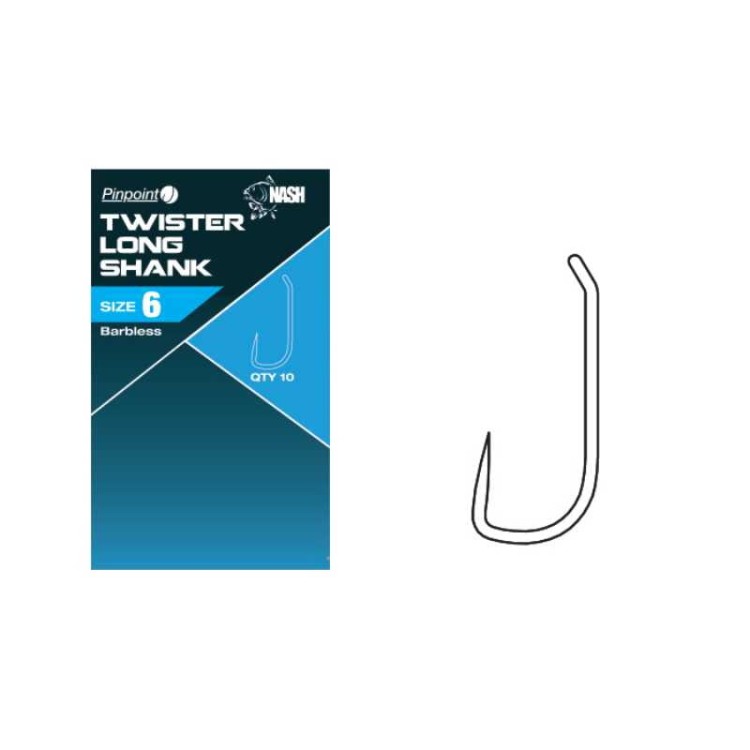 Nash Twister Long Shank Size 6 Barbless - haki karpiowe bezzadziorowe 5055108961642 Karpiowe Graty - Zdjęcie 1