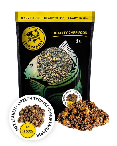 Carp Target MIX Ziaren - Orzech Tygrysi Konopia Rzepik 1 kg  Karpiowe Graty - Zdjęcie 1