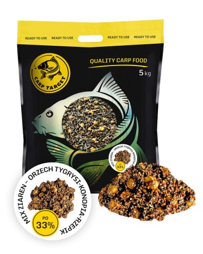 Carp Target MIX Ziaren Orzech Tygrysi Konopia Rzepik 5 kg  Karpiowe Graty - Zdjęcie 1