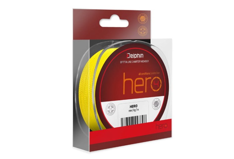 Delphin HERO 4 / fluo żółta 0,18mm 12,3kg  1000m - plecionka karpiowa 8586018495714 Karpiowe Graty - Zdjęcie 1